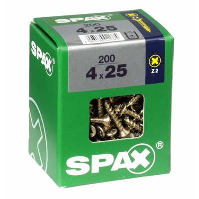 Lotto 200 Viti A Testa Svasata In Acciaio Spax Pozidriv Testa, Diam.4 Mm X Mm L.25