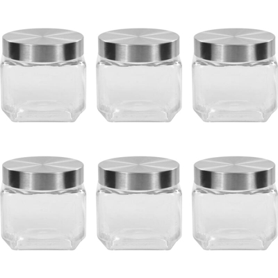 Vidaxl - Barattoli in Vetro con Coperchio Argento 6 pz 800 ml