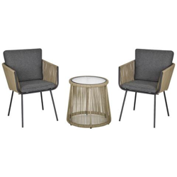 Set 2 Poltroncine Con Tavolino Da Esterno In Pe Rattan Cachi E Grigio en oferta