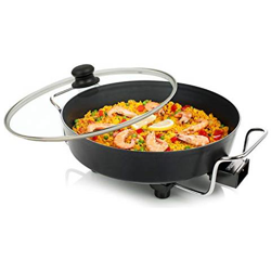 01.162367.01.500 Principessa Multi Wonder Chef Pro - Padella Elettrica Con Coperchio E 2 In Spatole Legno, 1800, Colore: Nero precio