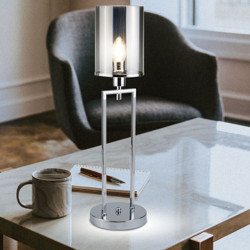 Searchlight - Lampada da tavolo Lampada da comodino in vetro cromato Lampada da lettura Interruttore per cavi di illuminazione EU9052Cc características