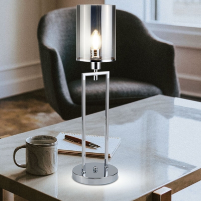 Searchlight - Lampada da tavolo Lampada da comodino in vetro cromato Lampada da lettura Interruttore per cavi di illuminazione EU9052Cc