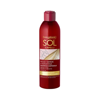 Sol Capelli - Nuez verde y Queratina - Champú aftersun - protector reparador - con aceite de Nuez verde y Queratina - con filtro UV - cabello estresad