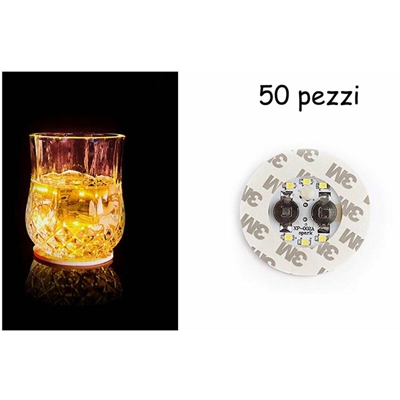 B&s - Sottobicchieri led adesivi 50PZ luce calda 4 led illuminati luce bottiglie bar