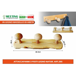 Attaccapanni 3 Posti Legno Natur. Art.285 características