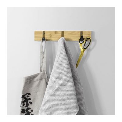SoBuy Appendiabiti da Parete con 3 Ganci a Scomparsa attaccapanni Muro, L30cm in Legno di bambù e Ferro FHK14-N