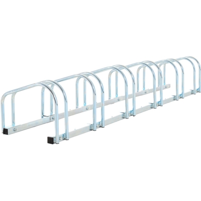 Rastrelliera Portabiciclette Parcheggio per 6 Biciclette Argento 160x33x27cm - Homcom