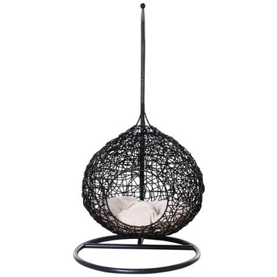 Cuccia Amaca Per Gatti In Pe Rattan Con Cuscino In Lino E Cotone Ø60 X 110cm