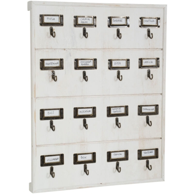 Portachiavi da Muro in Legno - Appendi Chiavi da Parete per Casa e Ufficio - Pannello Appendichiavi Compatto con 16 G - Biscottini