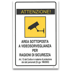 Asiashopping - Cartello targa aerea sottoposta videosorveglianza segnaletica pvc 20 x 30 cm precio