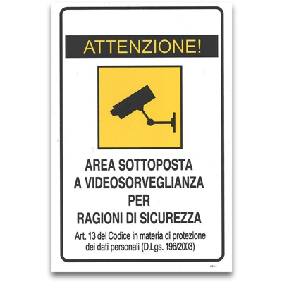 Asiashopping - Cartello targa aerea sottoposta videosorveglianza segnaletica pvc 20 x 30 cm