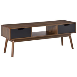 Mobile Tv Moderno Con 2 Cassetti Per Tv Fino A 50'' Stile Nordico In Legno 122x39x46cm Teak E Nero en oferta