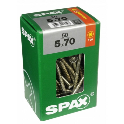 Lot 50 Viti A Testa Svasata Acciaio Spax Testa Torx, Diam.5 Mm X Mm L.70