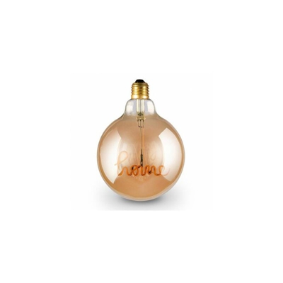 Prismalux - Lampadina a Filamento Globo Colore Ambra G125 Dimmerabile con Decoro Scritta Home