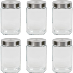Barattoli in Vetro con Coperchio Argento 6 pz 1700 ml precio