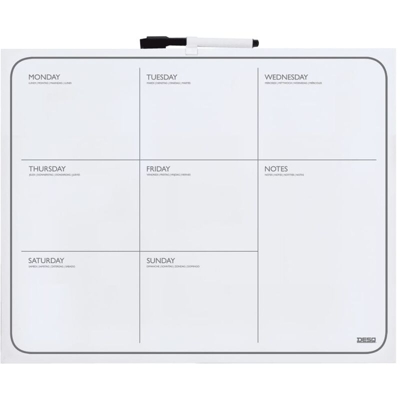 Lavagna Magnetica con Calendario Settimanale 40x50 cm Bianca - Bianco - Desq