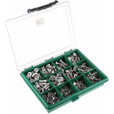 Kit viti e bulloni in Acciaio inox, filettatura M3, M4, M5, M6, Vite a brugola, Piatta - Rs Pro