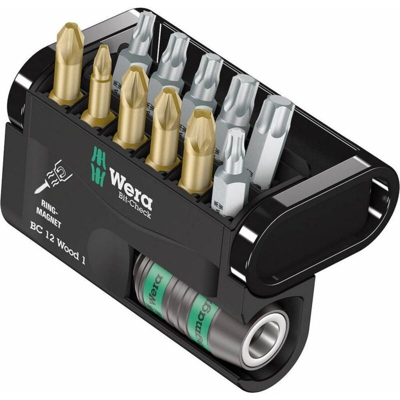 Wera Bit-Check 12 Wood 1 05057423001 Kit inserti 12 parti Croce Pozidriv, Croce Phillips, TORX interno