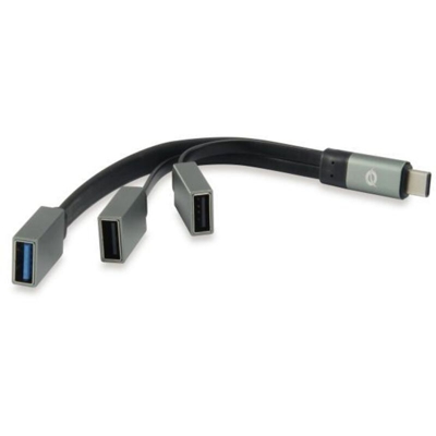 Hub usb 3.1 usb-c conceptronic hubbies 1 porta usb 3.0 + 2 porte usb 2.0 colore grigio