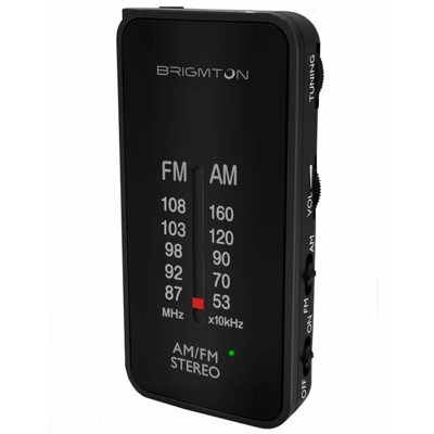 Brigmton bt-224-n nero a batteria portatile radio am/fm analogica