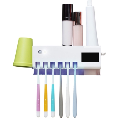 Sterilizzatore per spazzolino da denti a raggi ultravioletti a parete senza traforato bianco solare + modello USB 2000mAh