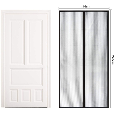 AB625293 Tenda Zanzariera Magnetica Nera Per Porta Finestra Con Adesivo In Velcro Misura 140X240cm - Ledlux