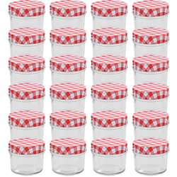 Vidaxl - Vasi Marmellata in Vetro Coperchio Bianco e Rosso 24 pz 110 ml características