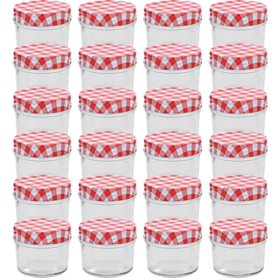Vidaxl - Vasi Marmellata in Vetro Coperchio Bianco e Rosso 24 pz 110 ml