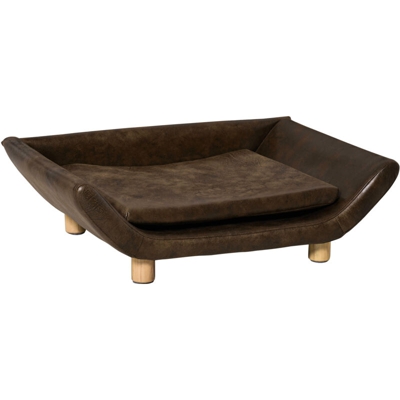 PawHut Cuccia per Gatti e Cani a Divanetto Imbottito con Cuscino Marrone Scuro