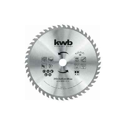 593159 - Lama per sega circolare, 315 x 30 mm, per sega circolare da banco, denti alternati per taglio medio, Z-48, 315 x 30 mm - KWB