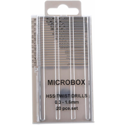 Set punte per trapano RS PRO in HSS, Ø da 0.3mm a 1.6mm, 20 pezzi