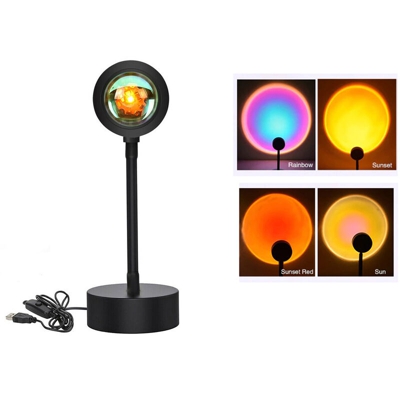 Lampada LED sunset tramonto proiezione luce orientabile USB da tavolo notturna