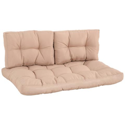 Cuscineria Per Pallet Set 3 Cuscini Per Seduta E Schienale Di Divani Panca Con Bancali, Poliestere Beige