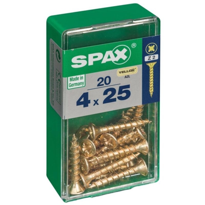 Set Di 20 Viti In Acciaio Testa Piana Pozidriv Spax, Diam.4 Mm X Mm L.25