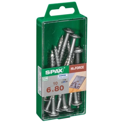 Set Di 10 Viti Sollevato Svasata In Acciaio Testa Spax Torx, Diam.6 Mm X Mm L.80