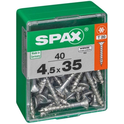 Set Di 40 Acciaio Vite A Testa Piatta Spax Autofraisée, Diam.4.5 Mm X Mm L.35