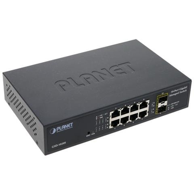 Planet 10 switch Gigabit web 10/100/1000Mbps 8xUTP + 2xSFP