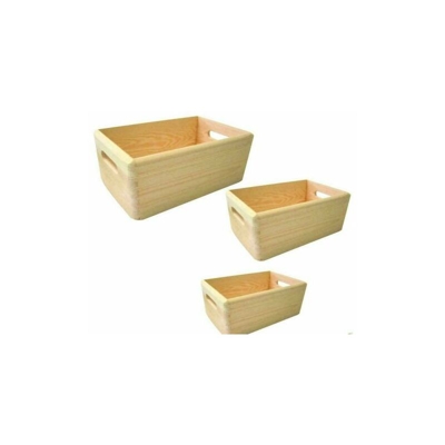 Marca - SET 3 CASSETTE MULTIUSO PORTATUTTO PORTA TUTTO IN LEGNO (53378)