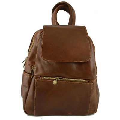 Zaino Unisex In Vera Pelle Colore Marrone - Pelletteria Toscana Made In Italy - Zaino