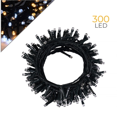 Catena di luci di Natale da 300 Led 15 metri Bianco Freddo e Bianco Caldo