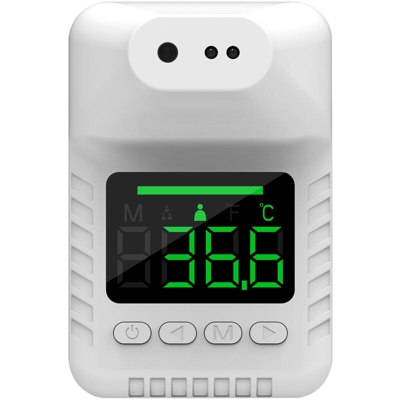 Asupermall - [Non medico] termometro a infrarossi senza contatto a parete interruttore di avvertenza a tre colori 50 gruppi di memorizzazione dei