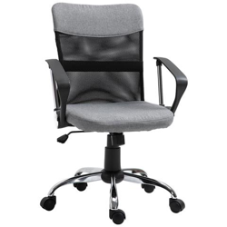 Poltrona Da Ufficio In Tessuto Grigio, Sedia Girevole Ed Ergonomica Per Scrivania en oferta