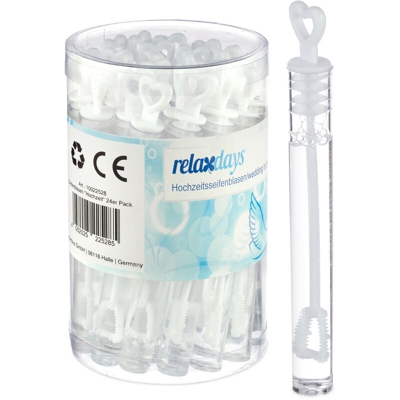 Bolle di Sapone Matrimonio, 24 Tubetti, Impugnatura con Cuore, Bomboniere, Design a Cuoricino, senza Pistola