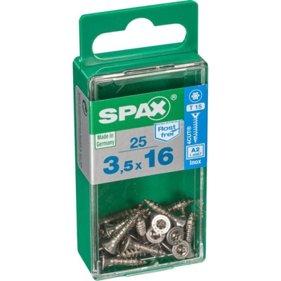 Set Di 25 Viti In Acciaio Inox Svasata Testa Torx Spax, Diam.3.5 Mm X Mm L.16