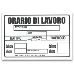 Cartello targa orari di lavoro ufficio attivita' segnaletica pvc 20 x 30 cm características