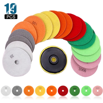 19 serie di 4 pollici tampone di lucidatura diamante con un tampone di supporto, 30/50/100/150/300/500/800/1500/3000 ciascuno dei due