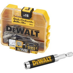 Dewalt DT71511-QZ Juego 16 piezas para atornillar. 15 Puntas de 25mm: Ph2, Pz2 x6, Pz3 x3, T20, T25 x2 y gu?a magn?tica compacta características