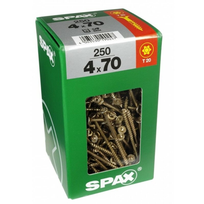 Lotto 250 Viti In Acciaio Testa Svasata Torx Diam.4 Mm X Mm L.70 - Spax