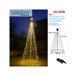 Albero di Natale a cono da 480 Led altezza 2 metri Dorato fisso e Freddo intermittente precio