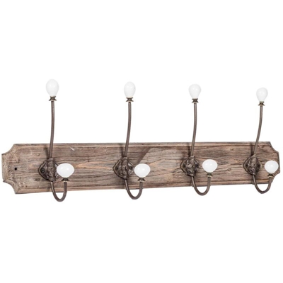 Appendiabiti a parete, ganci appendiabiti attaccapanni da muro in legno e ferro, gancio per giacche cappotti L65xPR10xH21 cm